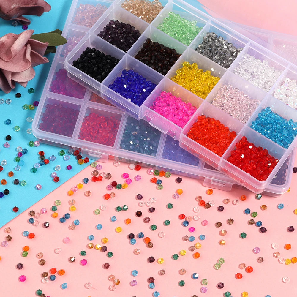 4mm Faceted Glass Crystal Rondelle Beads Kit in 15 to 24 Colors for DIY Jewelry Making Charms Bracelets and Earrings