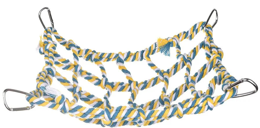 Creative Parrot Climbing Net Swing Rope Net Bird Stand Net Hamster Squirrel Hammock with Hook Hanging Climb Chewing Pet Bird Toy