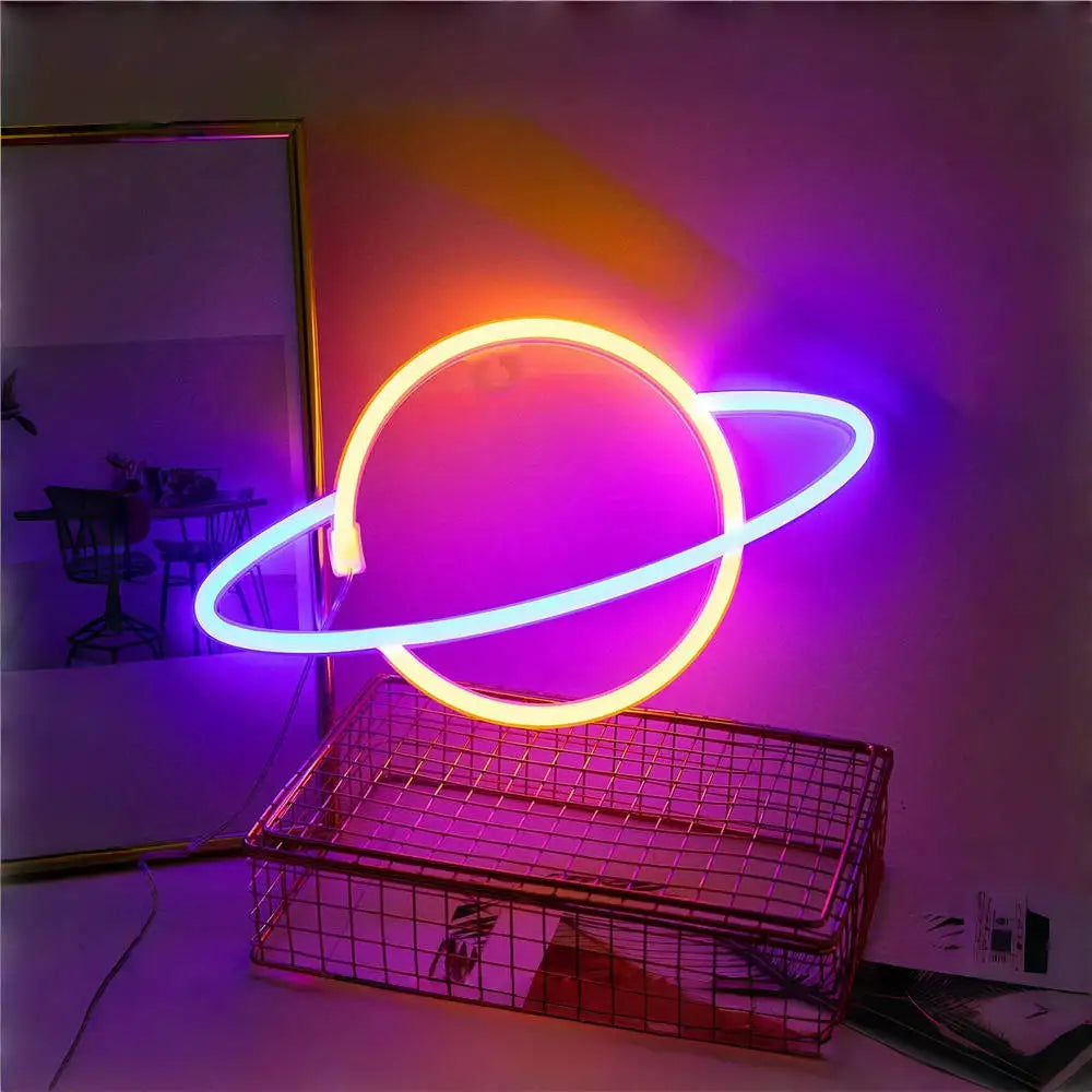 1pc Lightning Neon Light Creative LED Sign USB Battery Night Light for Home Bedroom Party Decor