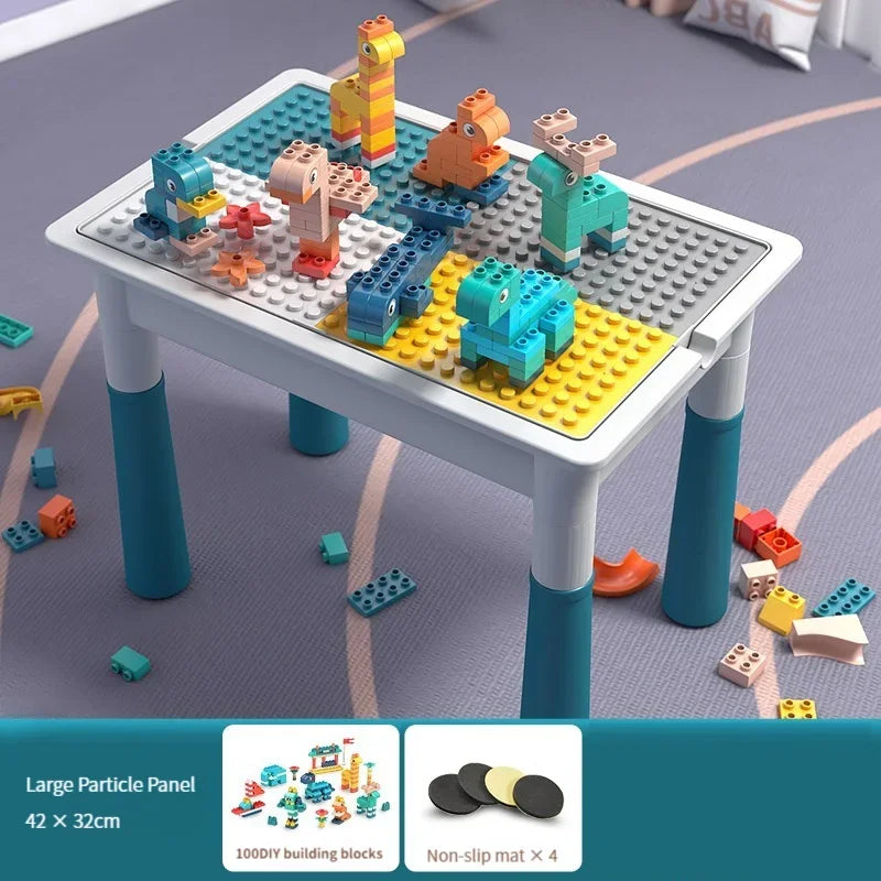 ToylinX Kids Building Blocks Activity Table and Chairs Set Creative Play Desk for Toddlers and Children