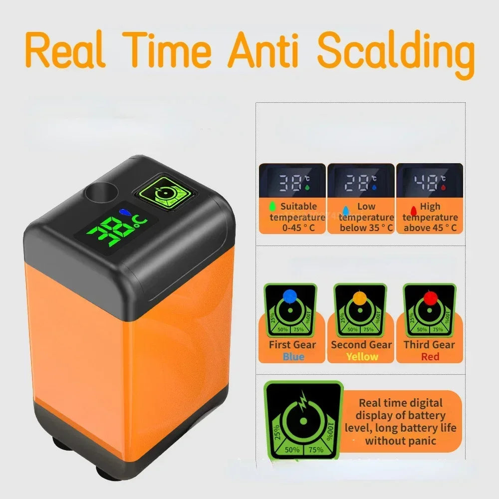 Outdoor Camping Shower Portable Electric Pump IPX7 Waterproof Digital Display