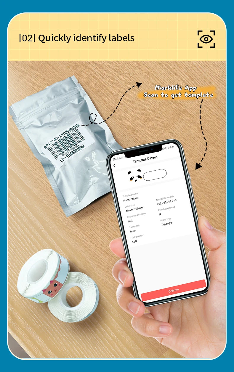 Marklife P15 Bluetooth Thermal Label Printer Portable Inkless Label Maker for Home and Office Use