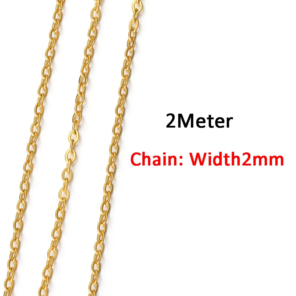 2 Meters/1 Meter High Quality Gold Color Stainless Steel Chain for DIY Jewelry Making