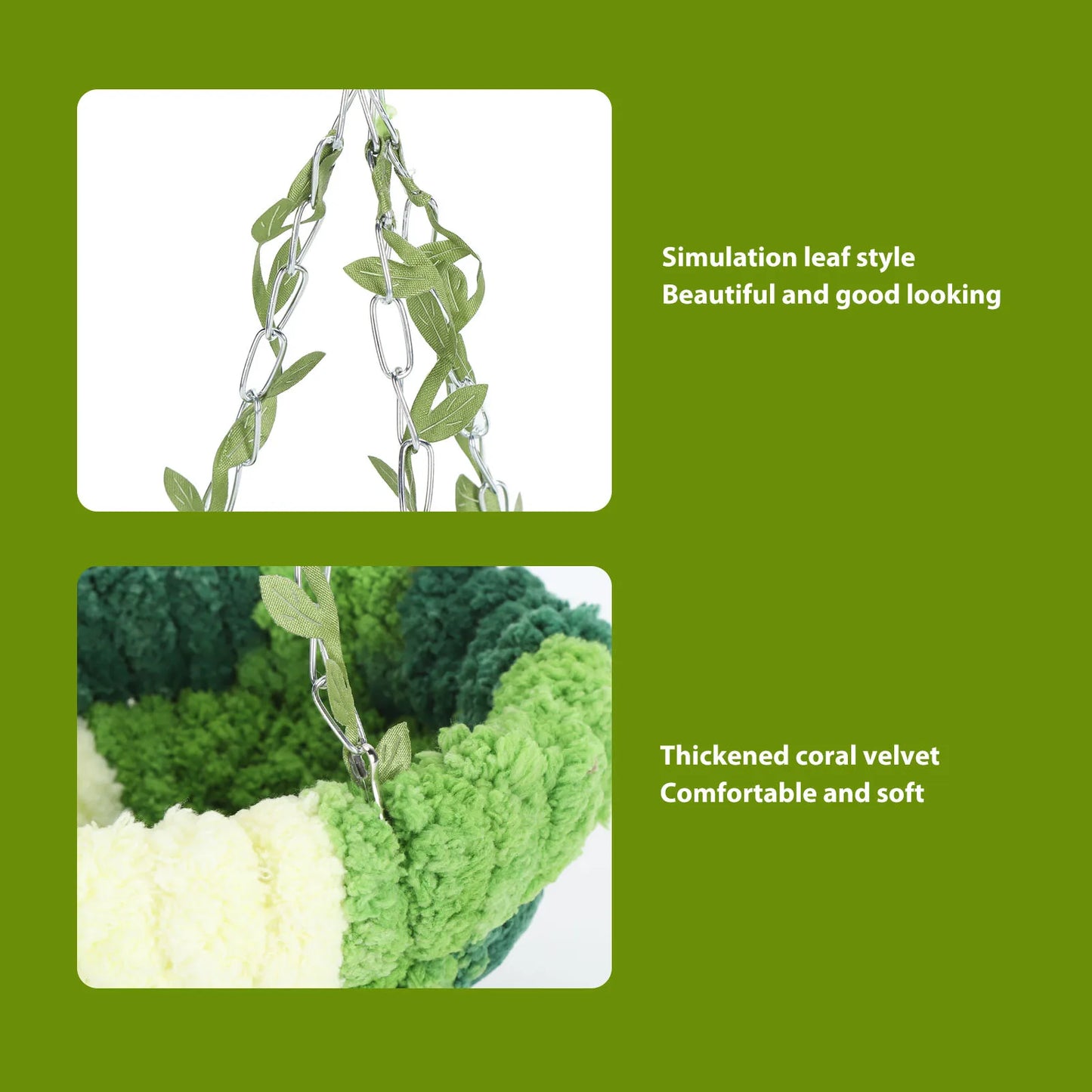 Bird Nest Swing Parrot Hammock Bed Comfortable Soft Coral Fleece Hanging Bird Sleeping Nest for Cage Green Parrot Nest for Cage