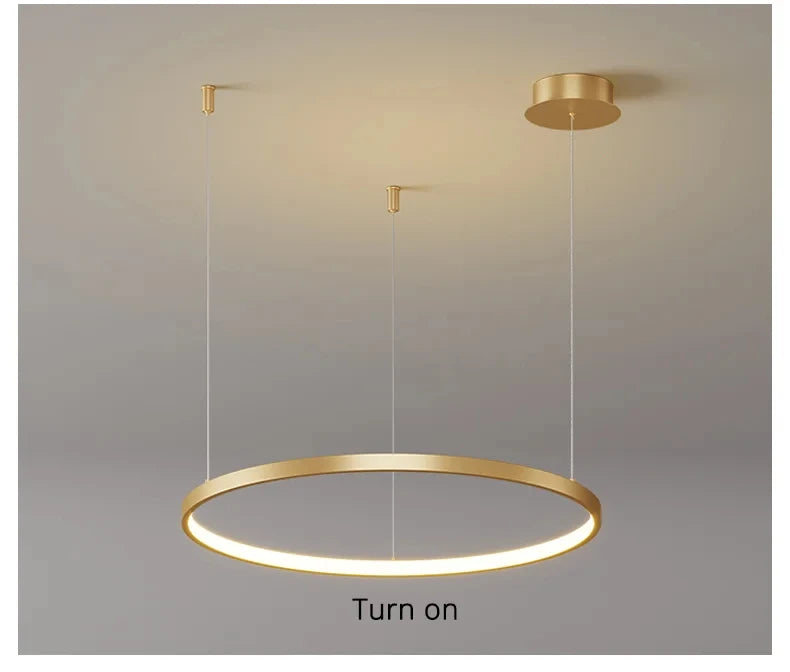 Black Rings Modern Minimalist Dimmable Pendant Light for Living Room and Restaurant Remote Control Chandelier Home Decor