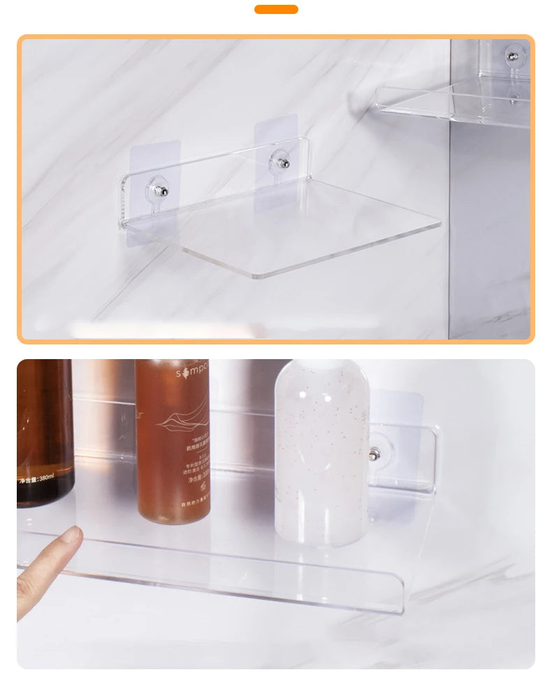 Invisible Acrylic Floating Wall Ledge Shelf for Kids Bookshelves and Bathroom Storage