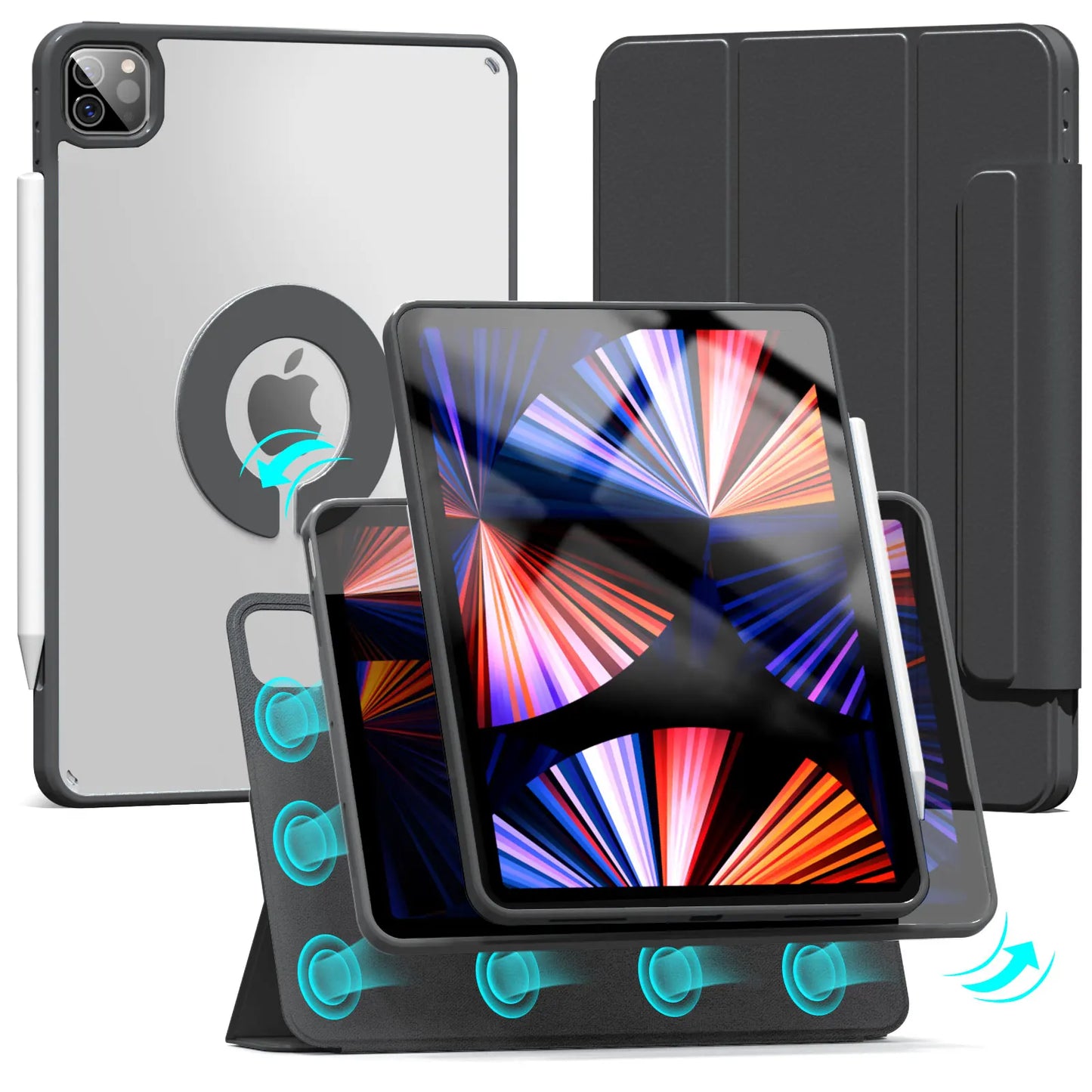 RBP Magnetic Case for iPad 10 10.9 2022 Pro 11 12.9 with Detachable Back Shell for iPad Air 4 10.9 and iPad 10.2 7th 8th 9th Mini 6 Protection and Style