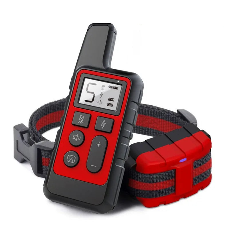 500 Meter Waterproof Electric Dog Training Collar with Remote Control Rechargeable Shock Vibration and Sound Features