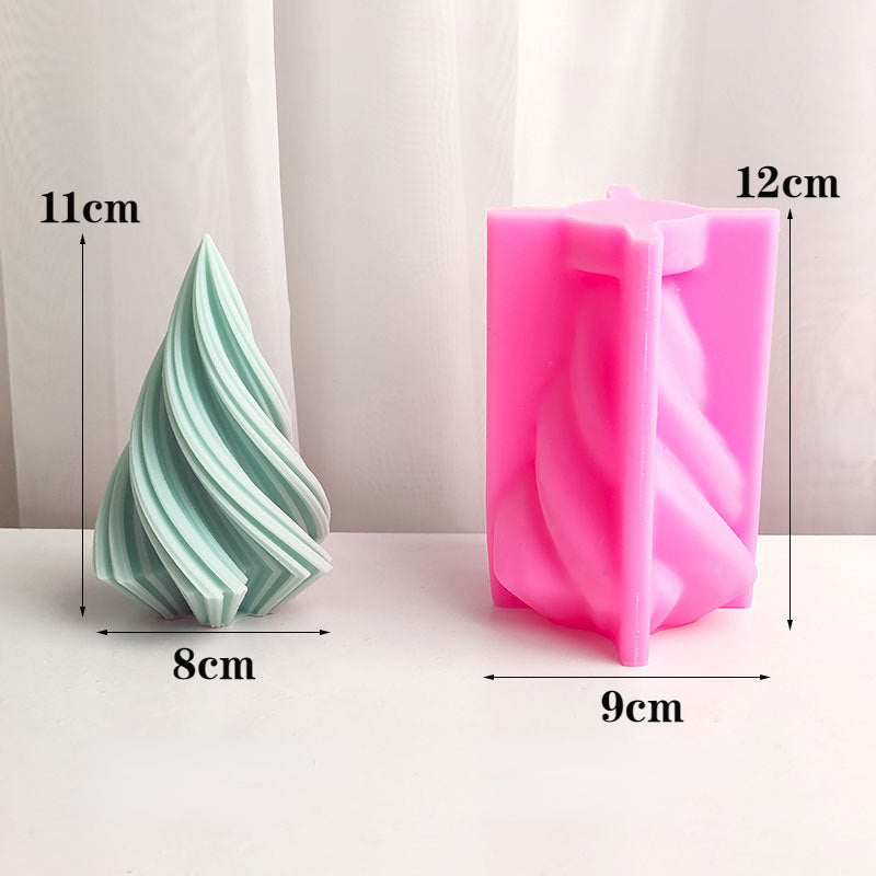 Large Silicone Christmas Tree Candle Mold 3D Wavy Striped Design for Crafting Soaps and Resins Home Decor Essentials
