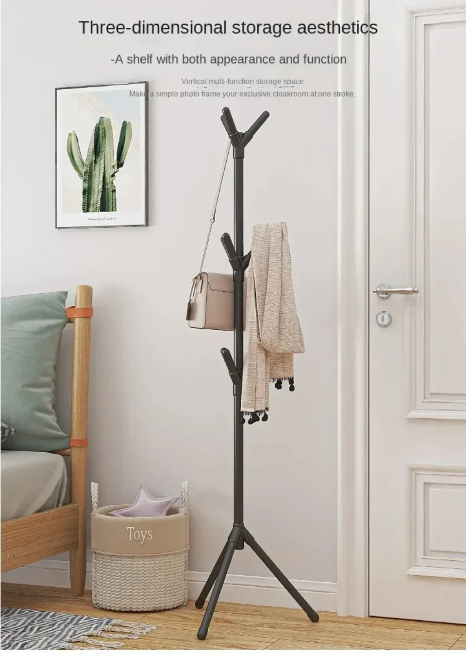 Multi Hook Clothes Rack Stand Tree Branch Shape Mobile Coat Rack for Home and Dorm Clothing Storage