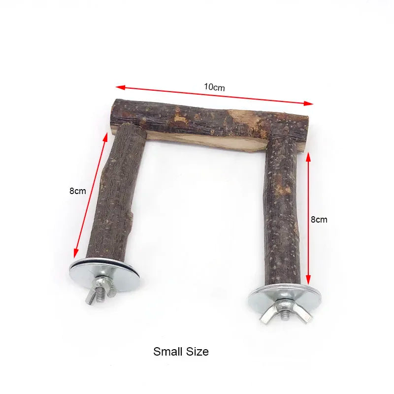 Natural Wood Pet Parrot Raw Wood Fork Tree Branch Stand Rack Squirrel Bird Hamster Branch Perches Chew Bite Toys Stick