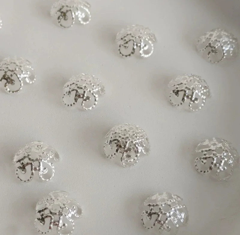 200/600pcs 10mm Five Petals Flower Filigree Bead Caps for Jewelry Making