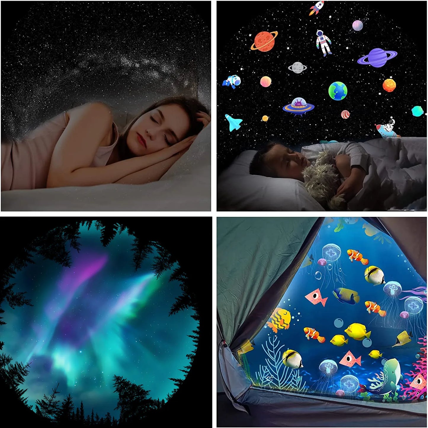 New UFO LED Star Projector Night Light 8 in 1 Planetarium Lamp for Kids Room Decor