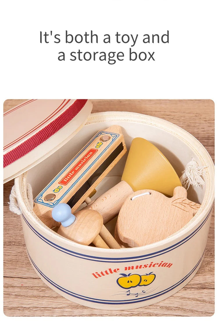 Wooden Xylophone Drum Set for Toddlers Montessori Musical Instruments Colorful Educational Toy