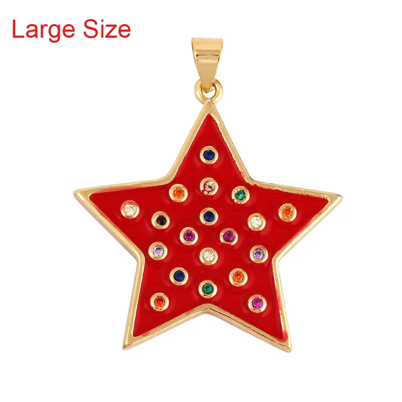 Classics Love Heart Star Zircon Focal Charm Pendant 18K Gold Plated Shell Pearl Jewelry