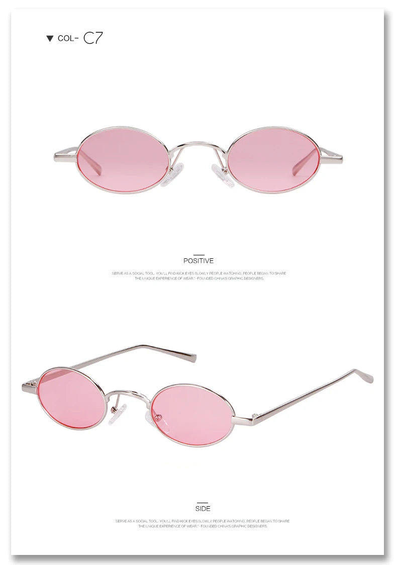 SORVINO Skinny Steampunk Oval Sunglasses 2020 Women Gold Shades