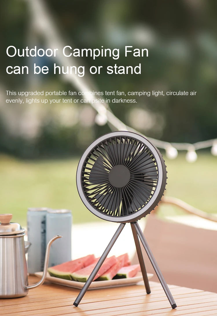 10000mAh Camping Fan Portable Circulator with Power Bank LED