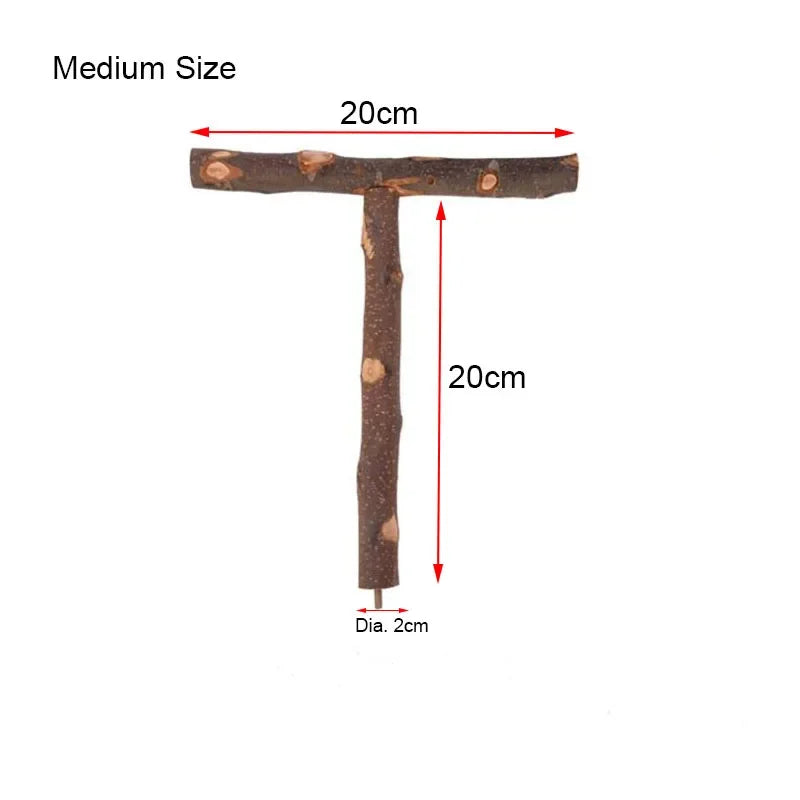 Natural Wood Pet Parrot Raw Wood Fork Tree Branch Stand Rack Squirrel Bird Hamster Branch Perches Chew Bite Toys Stick
