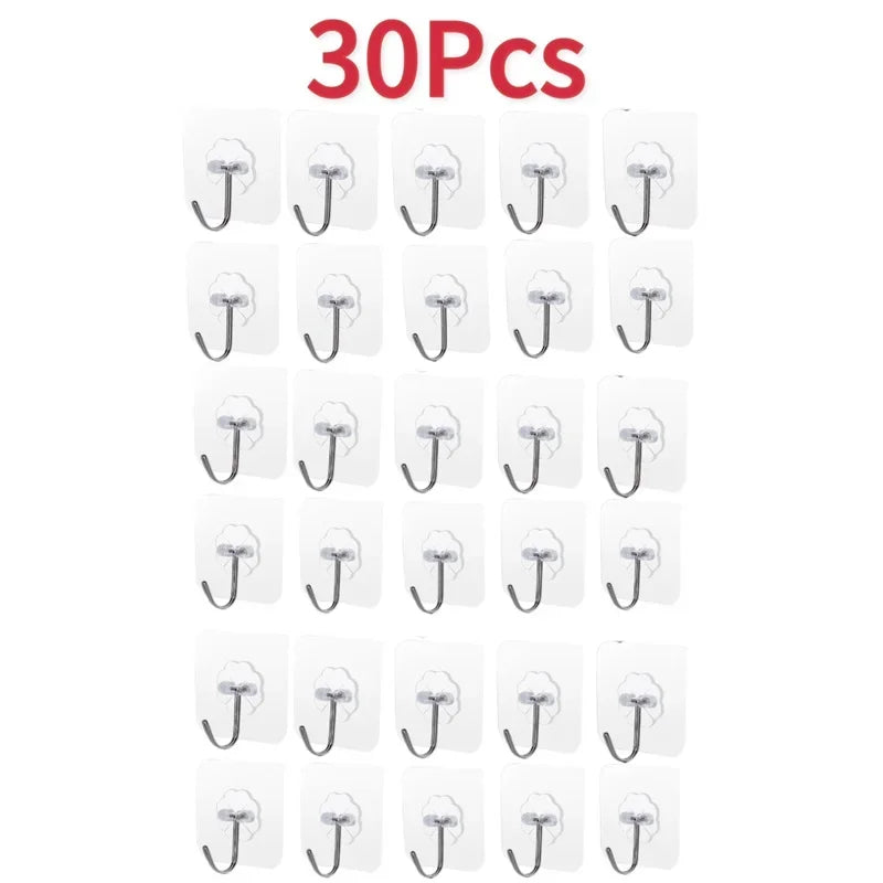 5/10/20Pcs Self-Adhesive Transparent Wall Hooks for Kitchen Bathroom Towel Key Rack