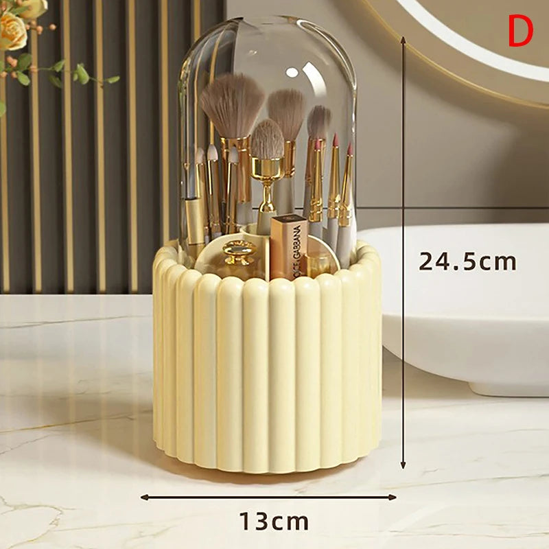 360º Rotating Makeup Brushes Holder With Lid and Organizer