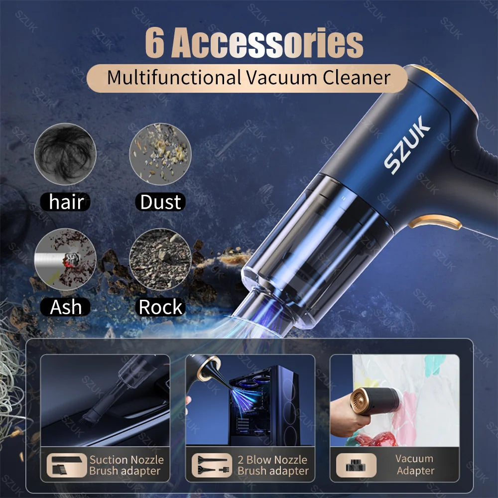 98000PA Portable Handheld Car Vacuum Cleaner Mini Wireless Strong Suction USB for Home and Car Cleaning