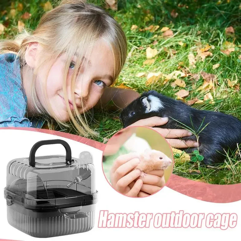 New Hamster Cage Portable Translucent Outer Basket Flower Branch Mouses Golden Wire Bear Panoramic Outer Bag Pet Supplies