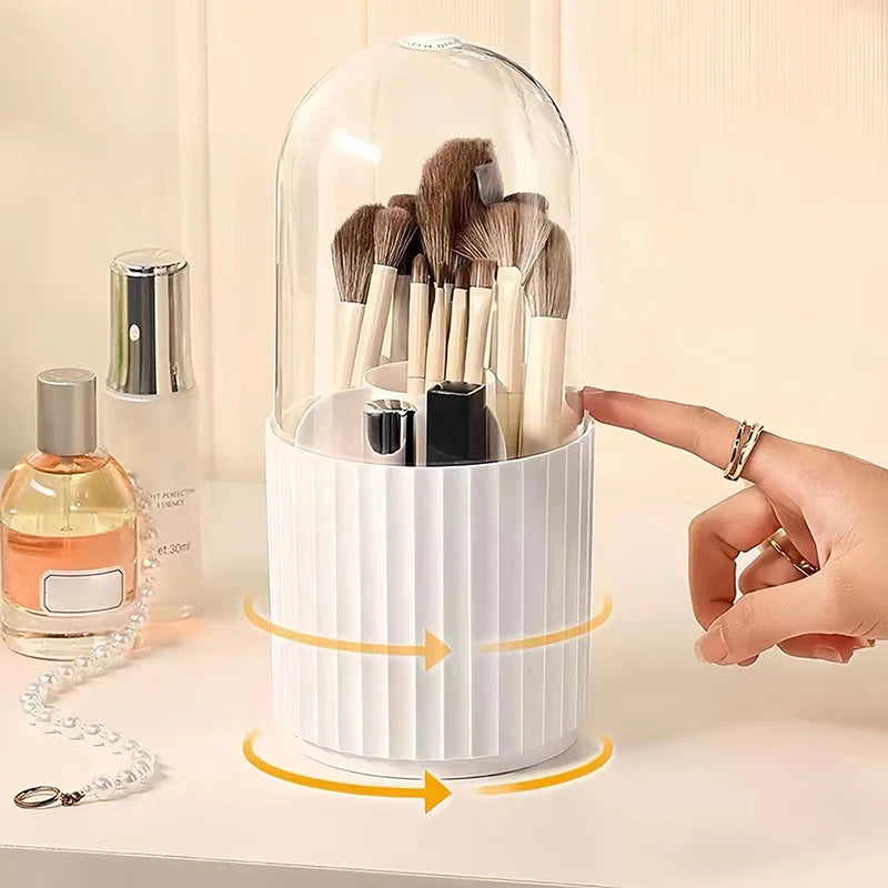360º Rotating Makeup Brushes Holder With Lid and Organizer