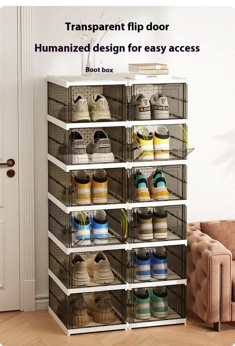 Dustproof 6 Layers Foldable Shoe Box Stackable Organizer