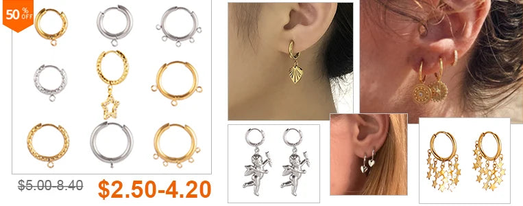 100pcs 15-50MM Stainless Steel Flat Head Eye Pins for Jewelry Making