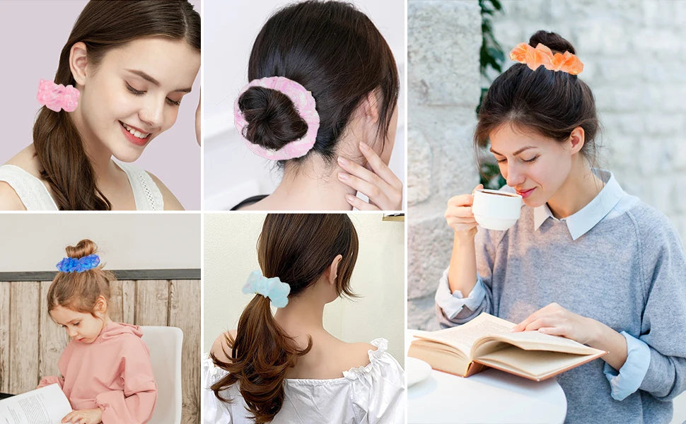 10 Pack LED Glow Hair Scrunchies Light Up Elastic Hairbands for Neon Parties and Celebrations