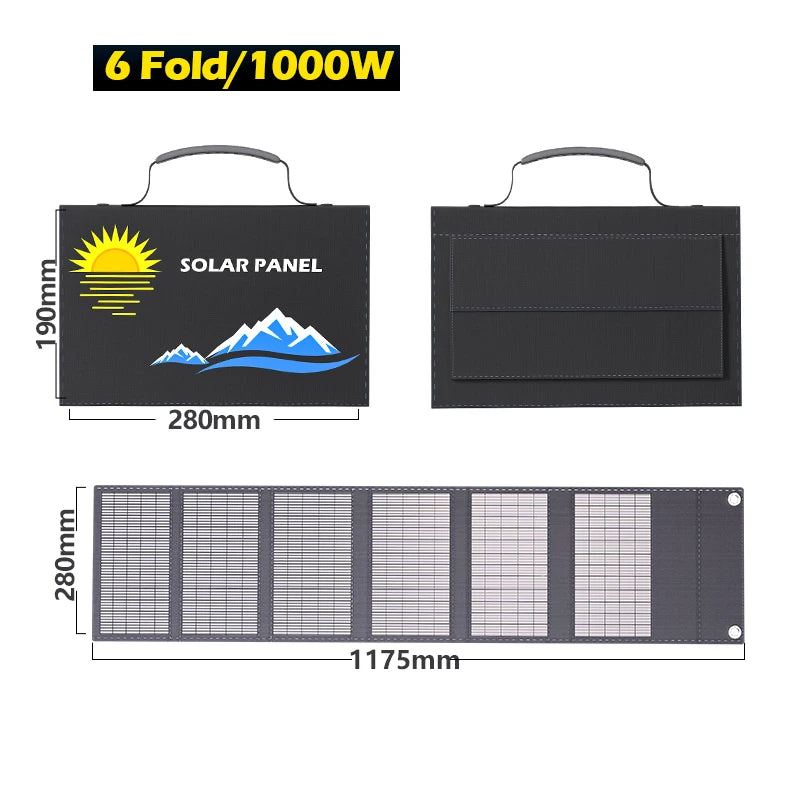 600W 1000W 18V Foldable Solar Panel Charger for Camping