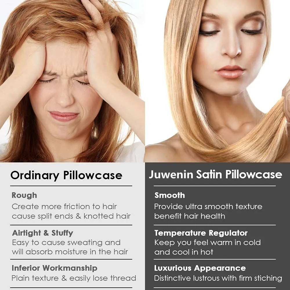 JuwenSilk Silky Stain Pillowcase Natural Mulberry Silk Standard Queen