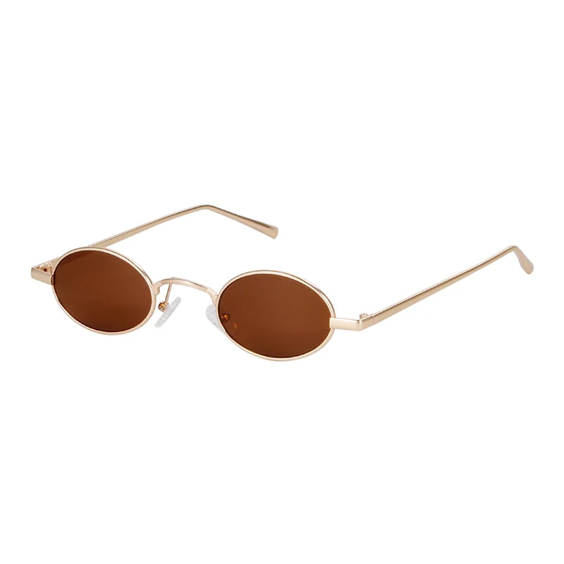 SORVINO Skinny Steampunk Oval Sunglasses 2020 Women Gold Shades
