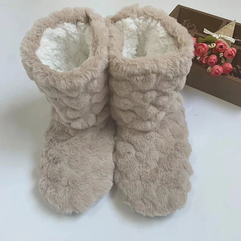 Winter Adult Men And Women Thick Warm Floor Shoes Plush Slippers