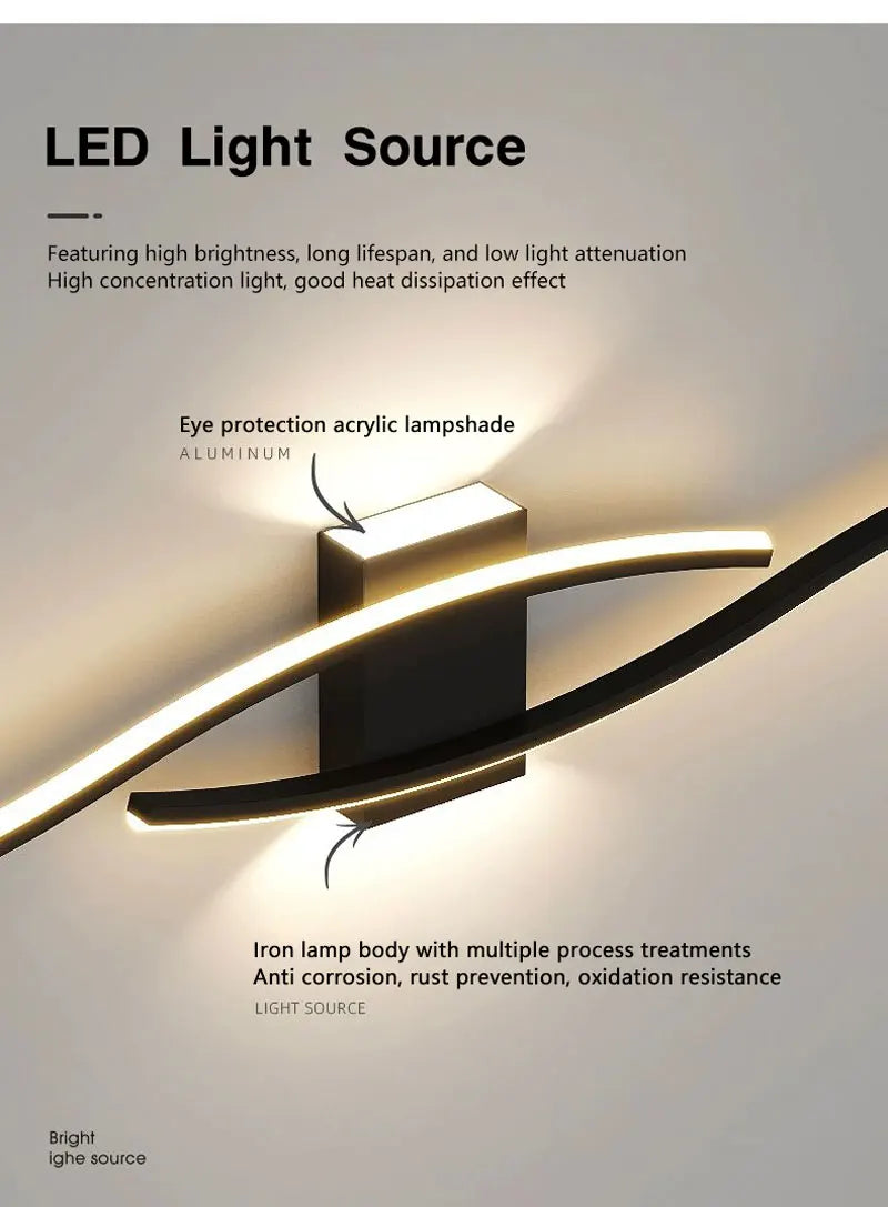 Indoor LED Wall Lights Modern Wall Sconces for Bedroom and Corridor Black Gold White Finish Stylish Indoor Lighting