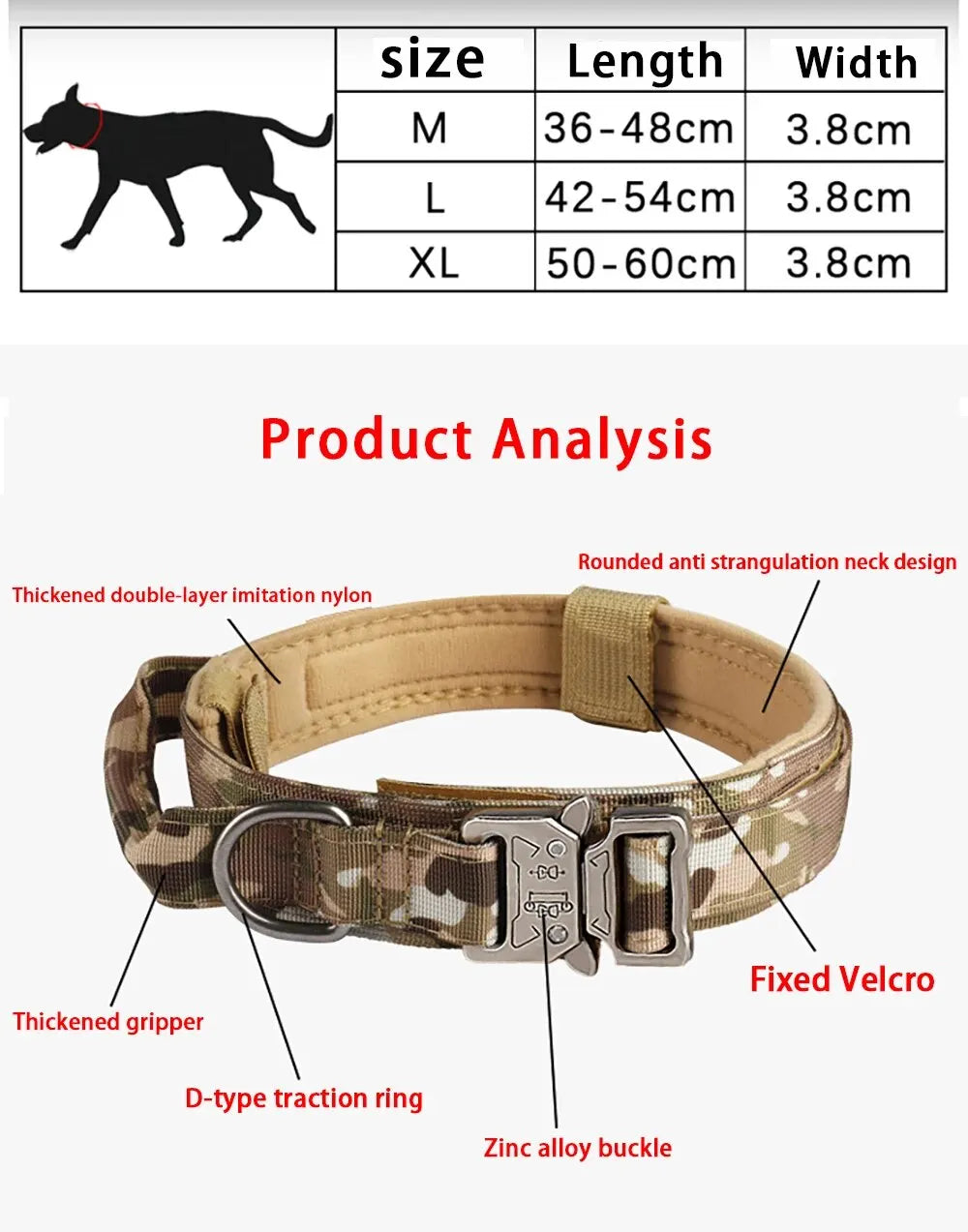 Pet Products Outdoor Tactical Dog Collar Nylon Metal Buckle for Medium and Large Dogs