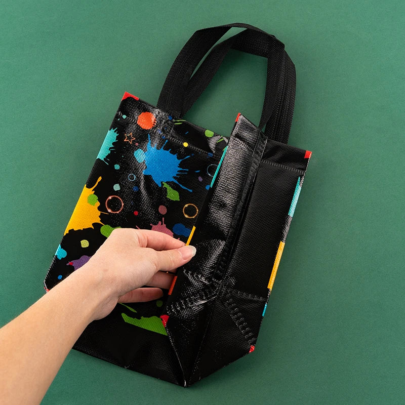 Waterproof Black Non-Woven Fabric Bags Set of 12 or 30 for Clothes Snacks Toys Ideal for Baby Showers Weddings and Party Decorations