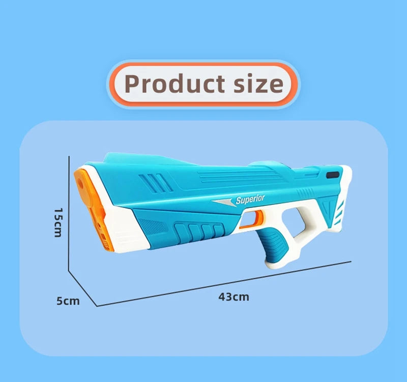 Full Automatic Electric Water Gun 43cm Portable Summer Toy for Kids and Adults Outdoor Water Battles