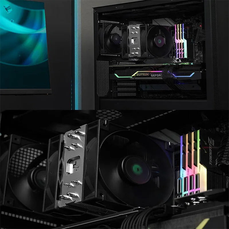 DEEPCOOL AG400 CPU Air-Cooling Radiator 4 Heat Pipes Dual Fan 2000RPM for Intel LGA1700 1200 115X AMD AM4