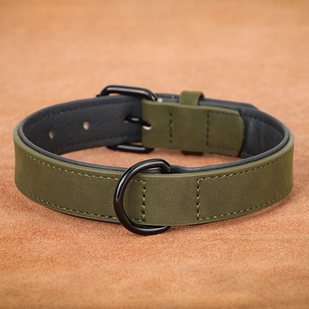 Large Dog Collar Soft Padded Real Leather for Big Dogs