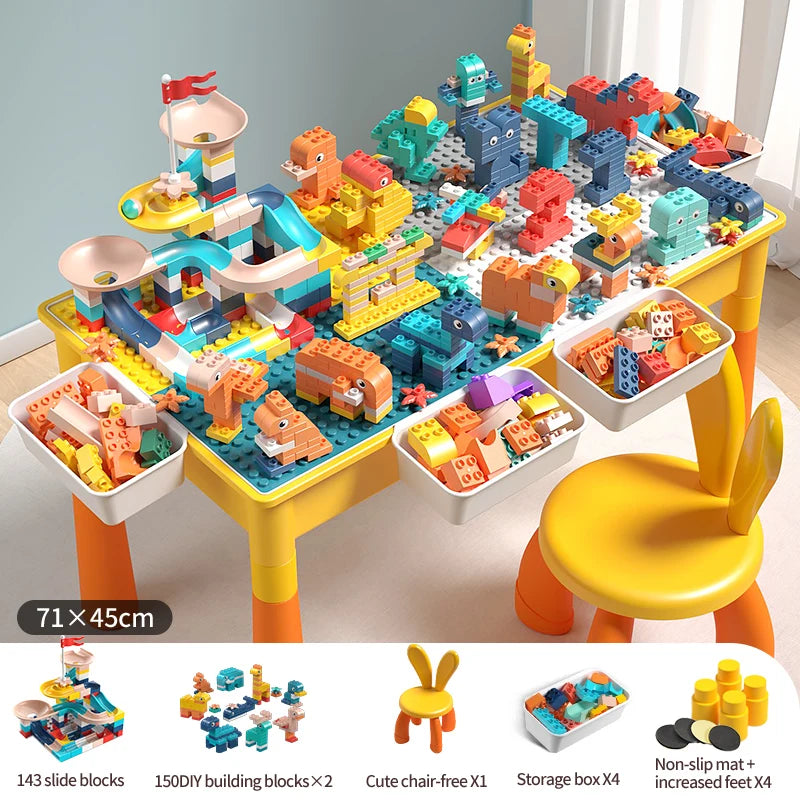 ToylinX Kids Building Blocks Activity Table and Chairs Set Creative Play Desk for Toddlers and Children