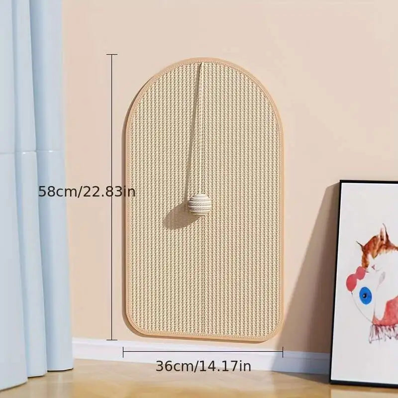 3-in-1 Sisal Cat Station: Washable Scratching Pad + Hanging Ball Toy & Self-Adhesive Wall Panel