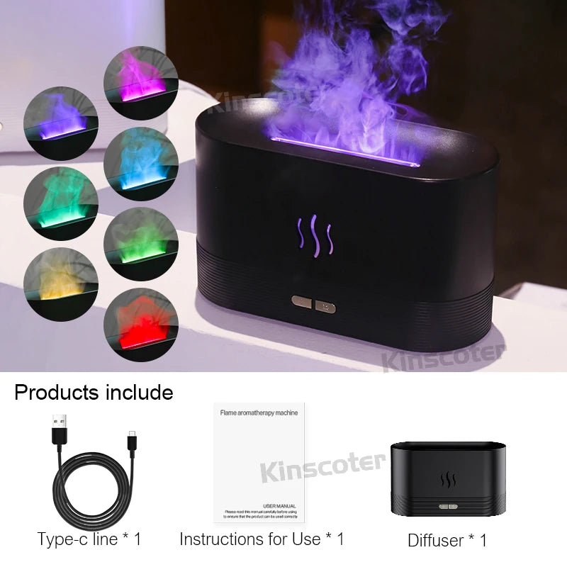 KINSCOTER Aroma Diffuser Air Humidifier Ultrasonic Cool Mist Maker Flame Lamp