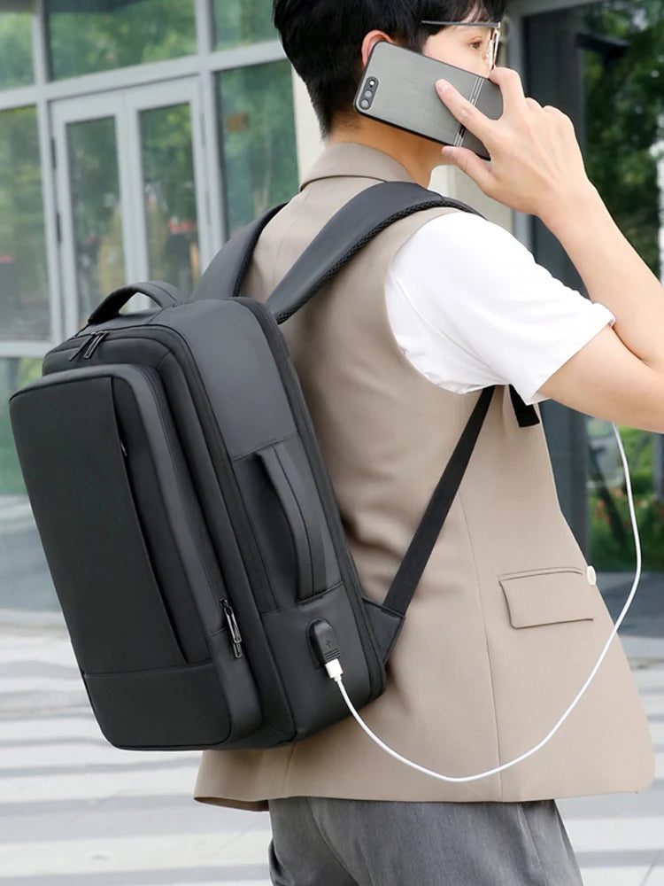 Rilibegan Men Travel Backpack Oxford Big Capacity USB Charge