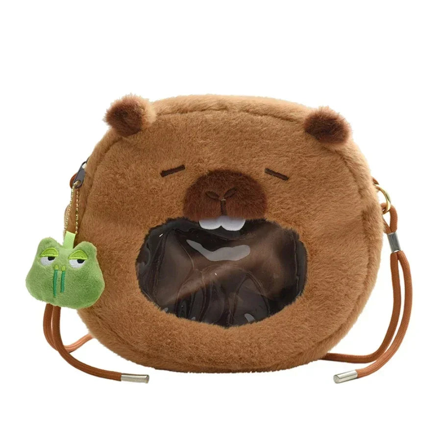 Strawberry Hat Capybara Plush Toy Backpack for Kids