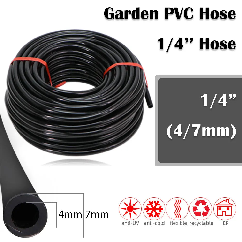 Garden Misting Irrigation Kit 10/20/30M 1/4 Inch Hose with Brass Nozzle for Balcony Greenhouse and Lawn Cooling