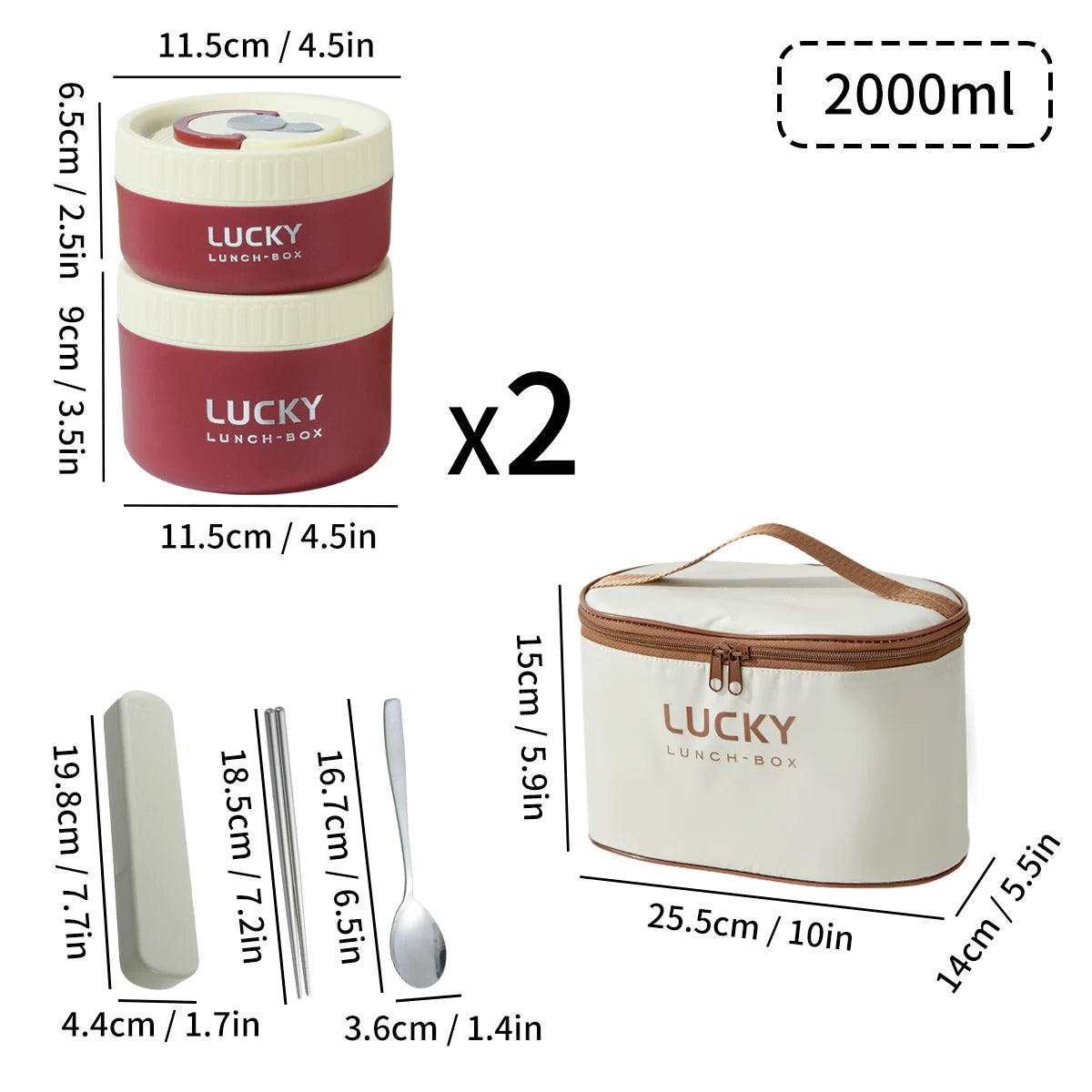 WORTHBUY Portable 304 Stainless Steel Insulated Bento Lunch Box With Thermal Bag Cutlery Leak Proof Container Set