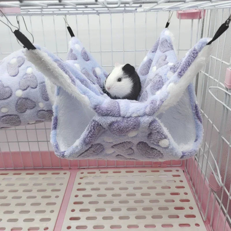 Hammock for Rats Double Thick Plush Winter Warm Bed for Hamster House Nest Sleeping Bag Hanging Tree Bed Guinea Pig Pet Supplies