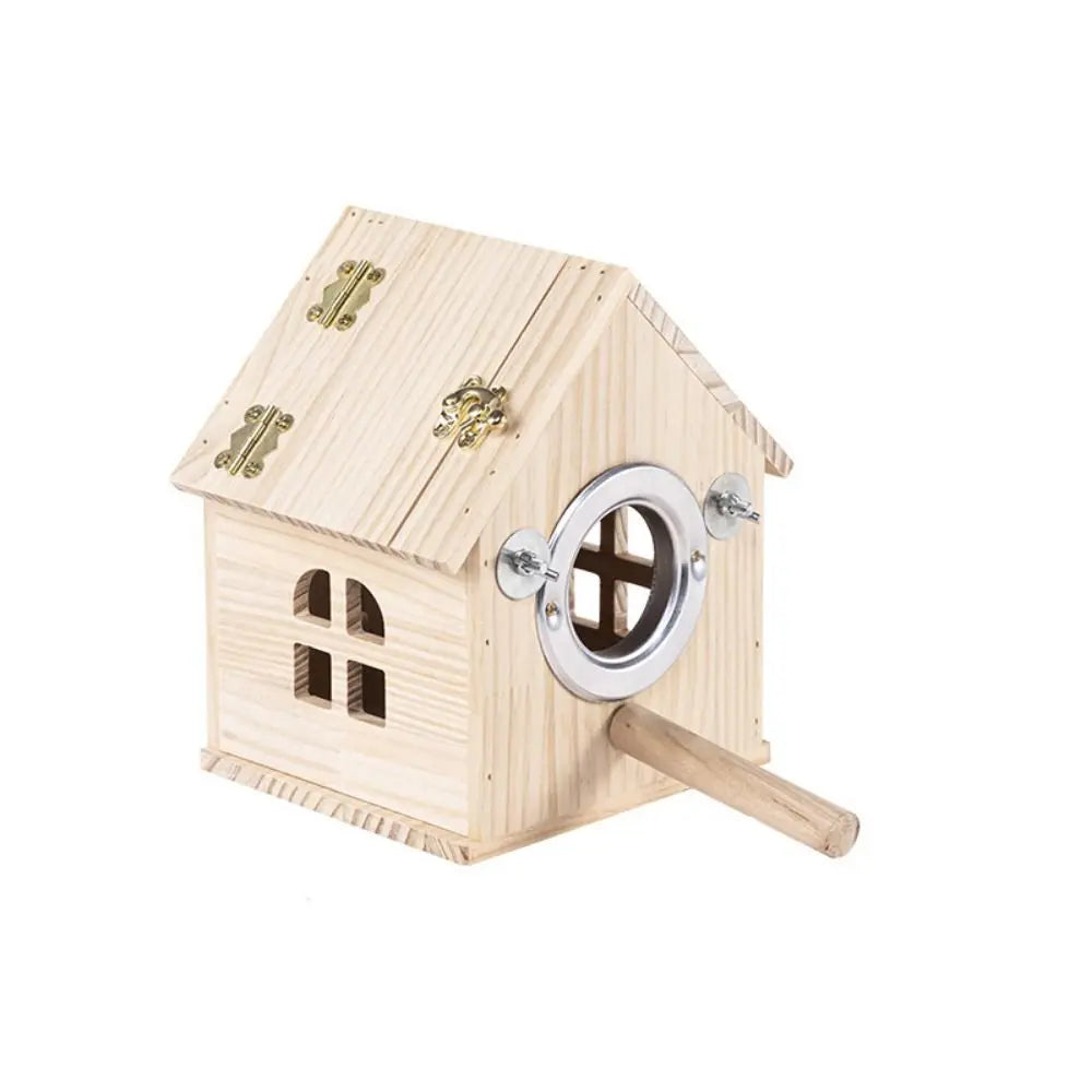 Large Space Wood Bird House Rainproof Hanging Bird Nesting Box Sun Protection Bird Nest for Parrots Parakeet Budgerigar