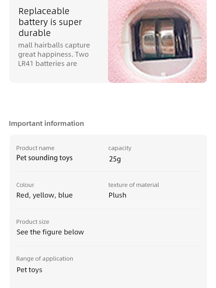 Smart Cat Toys Plush Electric Catnip Squeak Toy Ball